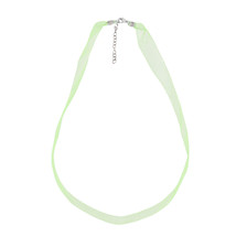 Trendy and Chic Lawn Green Ribbon Choker Necklace with Sterling Silver C... - $9.89