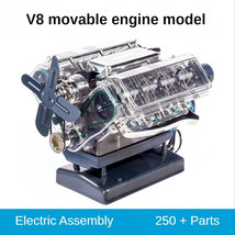 DIY V8 Mini Engine Car Engine Model Can Start The Assembly Model 250+ Parts - £220.79 GBP