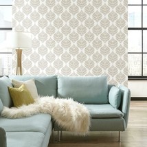 Wallpaper By Roommates Rmk11512Wp Hygge Fern Damask Taupe Peel And Stick. - $36.99