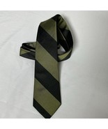 J. Crew 100% Silk Black &amp; Green Striped Tie, 2 7/8” x 59 3/4” Made in USA - $24.55 CAD