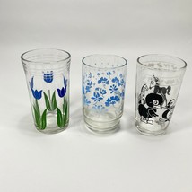 Vtg 50s 3 Juice Glasses Swanky Swig Kraft Hazel Atlas Kitsch Cottage Farmhouse - £15.82 GBP