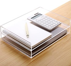 2 Pack- Stackable Paper Letter Tray , A4 File Tray Desk Organizer , Acry... - £36.03 GBP