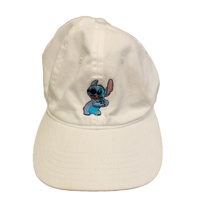 Disney Lilo &amp; Stitch Embroidered White Hat Cap OS Cotton Adjustable - £11.18 GBP
