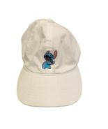 Disney Lilo &amp; Stitch Embroidered White Hat Cap OS Cotton Adjustable - £11.06 GBP
