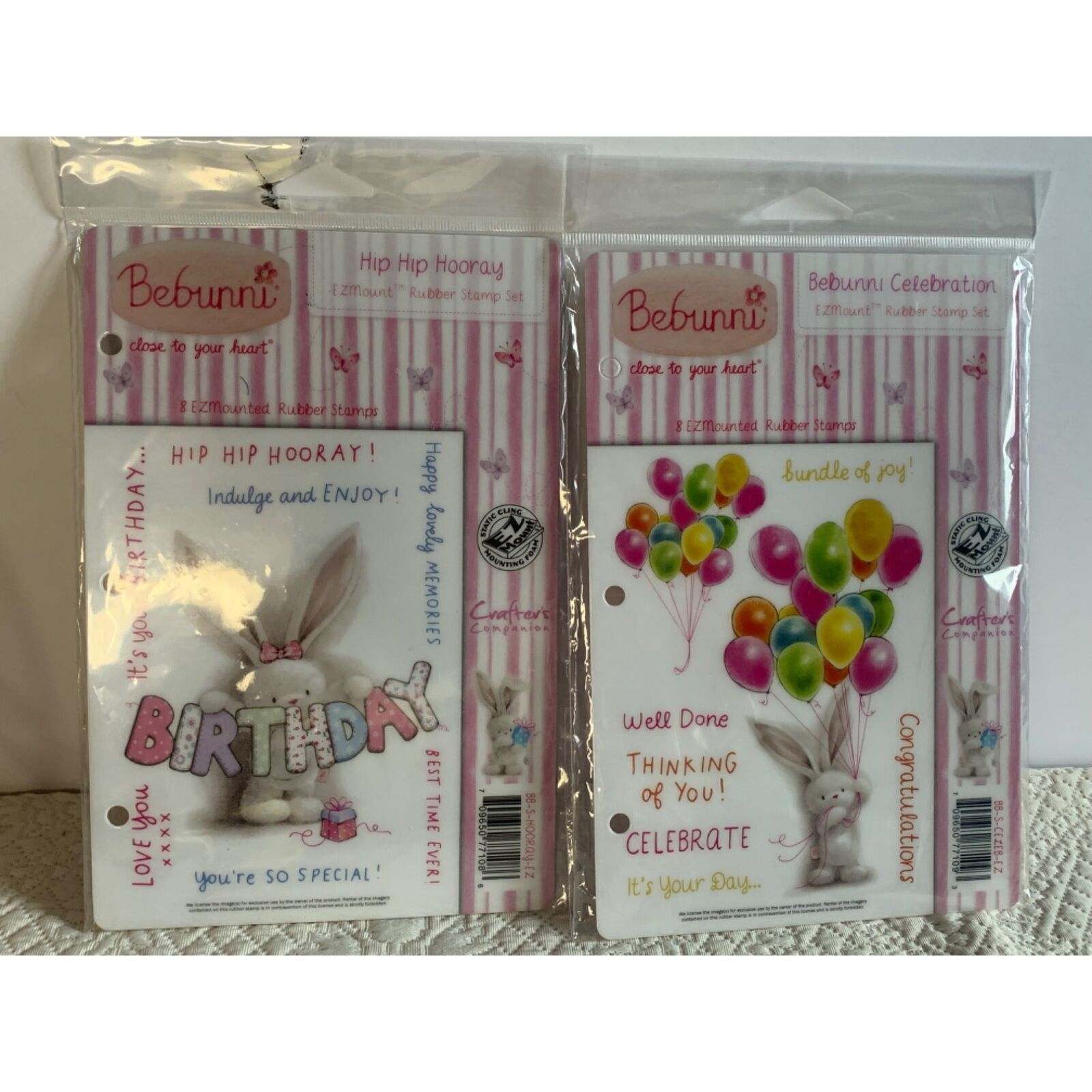 Crafter&#39;s Companion Bebunni Hip Hip Hooray &amp; Bebunni Celebration rubber ... - $17.74