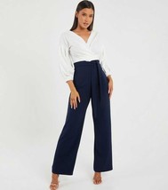 QUIZ Colorblocked Belted Jumpsuit Navy Size 14 - $43.56