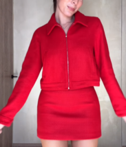 Zara Bnwt 2023. Red Tweed Jacket Shirt Collar Zip. 2315/075 - £70.55 GBP