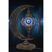 Turkish Lamp, Unique Lamps, Moon Shaped Mosaic Table Lamp, Moroccan Handmade Ant - $169.99