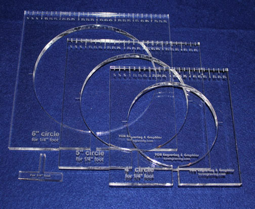 Primary image for 3 Piece Inside Circle Set w/Rulers  ~3/8" Thick -  Long Arm- For 1/4" Foot