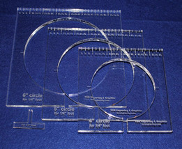 3 Piece Inside Circle Set w/Rulers  ~3/8" Thick -  Long Arm- For 1/4" Foot - £43.06 GBP
