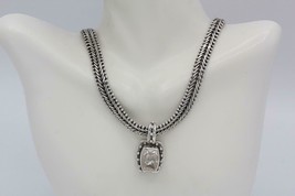 STEPHEN DWECK White Topaz Pendant &amp; Herringbone Chain Necklace 925 SIlver VTG! - £519.50 GBP