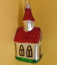 Vtg 1960s Blown Glass Christmas Ornament CHURCH/HOUSE/CHAPLE 4&quot; Made In Germany - £9.27 GBP