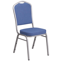 Elegant Blue Fabric Stacking Banquet Chair with Silver Frame - $102.95
