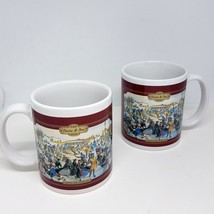 2 Currier and Ives Central Park Winter 1862 Coffee Mugs Ice Skating  - £11.81 GBP