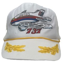 United Airlines 737 Plane Snapback Trucker Hat White Tom Morgan Art OS V... - £55.24 GBP