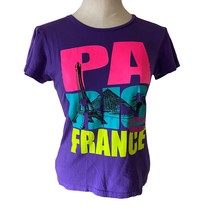 Paris France Eiffel Tower monuments retro fitted graphic tee neon y2k si... - $22.22