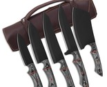 5 Pcs Kitchen Knife Set Stonewashed Steel Sharp Japanese Chef knives w/ ... - $93.49
