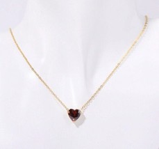 Garnet &amp; Gold Heart Necklace - friendship necklace - January Birthstone ... - $12.56