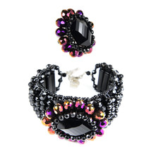 Exquisite Beauty Mix Color Crystals Bracelet and Ring Set - £28.35 GBP