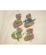Hand Knit Infant Baby 0-3 Rainbow Stripe Booties Shoes Sock (or for rebo... - £15.49 GBP