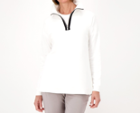 Susan Graver Weekend Heather Washed French Terry Tunic- White / Black, P... - $25.00