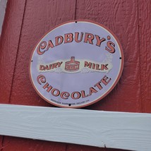 Vintage 1932 Cadbury&#39;s Dairy Milk Chocolate Porcelain Gas &amp; Oil Pump Sign - £100.53 GBP