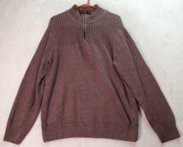 DOCKERS Sweater Mens Large Brown Cable Knit Long Raglan Sleeve 1/4 Zip Pullover - £13.76 GBP