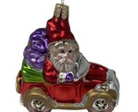 Santa in Antique Car Hand Blown Glass Christmas Ornament - $12.93
