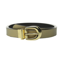 RALPH LAUREN Gold Saffiano Black Smooth Leather Reversible Belt M - £36.19 GBP