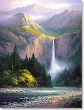 LEANIN TREE Mountain Scene w/ Waterfall~Pack of 8 Notecards #35117~Color Inside~ - £6.85 GBP