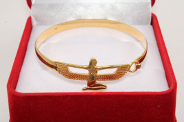 Egyptian Stamped 18K Gold Charming Bracelet Isis Goddess Wings Pharaonic... - £1,579.34 GBP