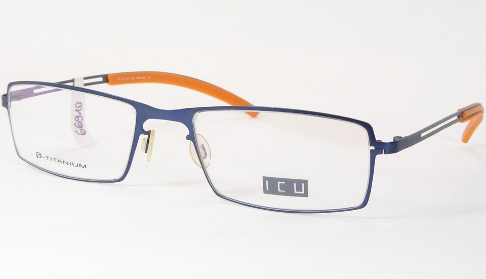 ICU by top look 8420 2 Blue /Apricot UNIQUE RARE EYEGLASSES TITANIUM 54-... - $96.83