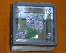 Hearts and Flower Paper Quill on Glass Handcrafted Jewelry Box - £23.97 GBP