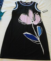 Worthington Women&#39;s Sleeveless Dress Large Black Floral New W Tags - £21.05 GBP