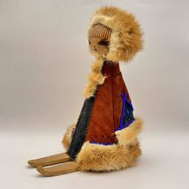 Vintage Antique Wooden Wood Natural Fur Hand Made Figurine Statue Eskimo... - $119.00