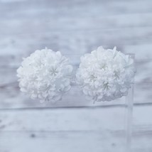 Vintage Clip On Earrings Large Domed White Flowers - $14.99