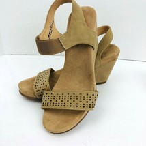 CL by Chinese Laundry Tatum Wedge Heels Tan Sandal Size 8 M Cut Outs - £39.95 GBP