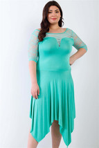 Plus Mint Lace Details Handkerchief Hem Midi Dress - $19.60