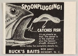 1950&#39;s Print Ad Buck&#39;s Baits Spoonplugging Fishing Lures Hickory,NC - £7.46 GBP