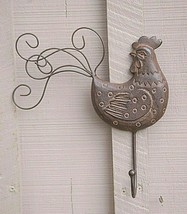 Whimsical Metal Country Barn Art Wall Hanging Hook Farmhouse Hen Chicken... - $24.74