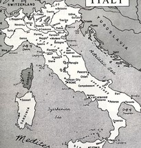 Map Of Italy Italian Peninsula Europe 1940s Print History Mediterranean ... - $29.99