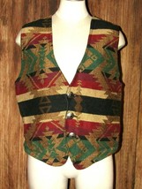 Vintage True Grit Western Aztec 3 Button Cowgirl Blanket Weave Vest Size 2  - £19.35 GBP