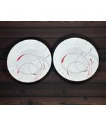 Corelle Splendor Dinner Plate White Red Gray Swirl 10.25&quot; Set of 2 Round - $17.81