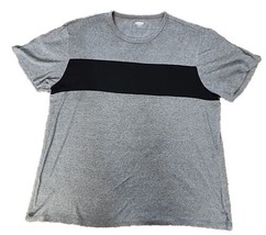 Old Navy Mens XXL 2XL Short Sleeve Round Collar Gray Shirt Black Stripe - £3.01 GBP