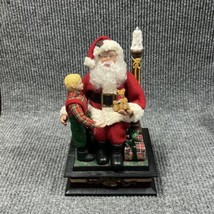 VTG 1993 Holiday Creations Santa Claus Boy Bear Lighted Candle Musical Works - £50.78 GBP