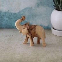 Olive Wood Elephant Sculpture, Handmade Wooden Hand Carved Elephant Statue Figur - £47.92 GBP
