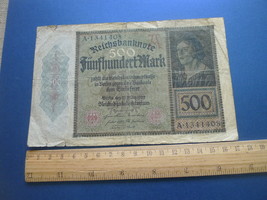 K. Germany Banknote Reichsbanknote 500 Mark 1922 A 1341408 - £9.64 GBP