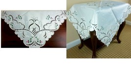 51x51&quot; Square Night Stand Coffee Side Table Cover Embroidered Cutwork Ta... - $66.99