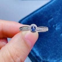 0.80Ct Oval Cut Simulated  Sapphire Ring925 Silver Gold Plated - £71.61 GBP