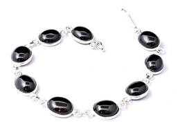 Argento Sterling Onice Nera Gemma Artigianale Femminile Bracciale Lei Compleanno - £56.79 GBP